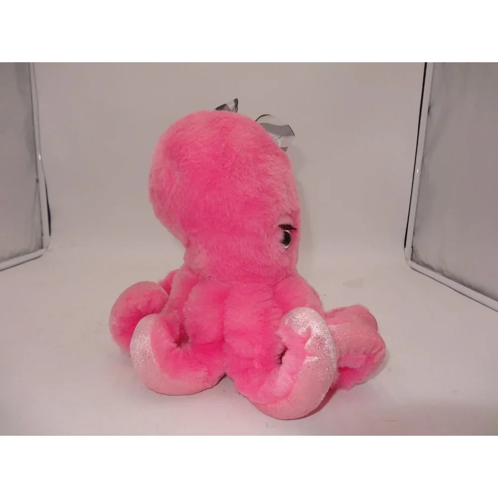 The Petting Zoo Pink Octopus Plush 12 Inch Glitter‎ Eyes Stuffed Animal Toy